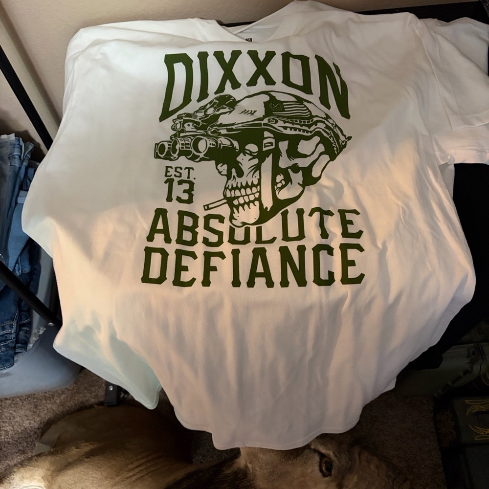 DIXXON White Tee with Green Skull Graphic